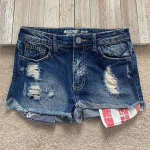 Mossimo Supply Co. Juniors 1 High Rise Distressed Cut Off American Flag Shorts